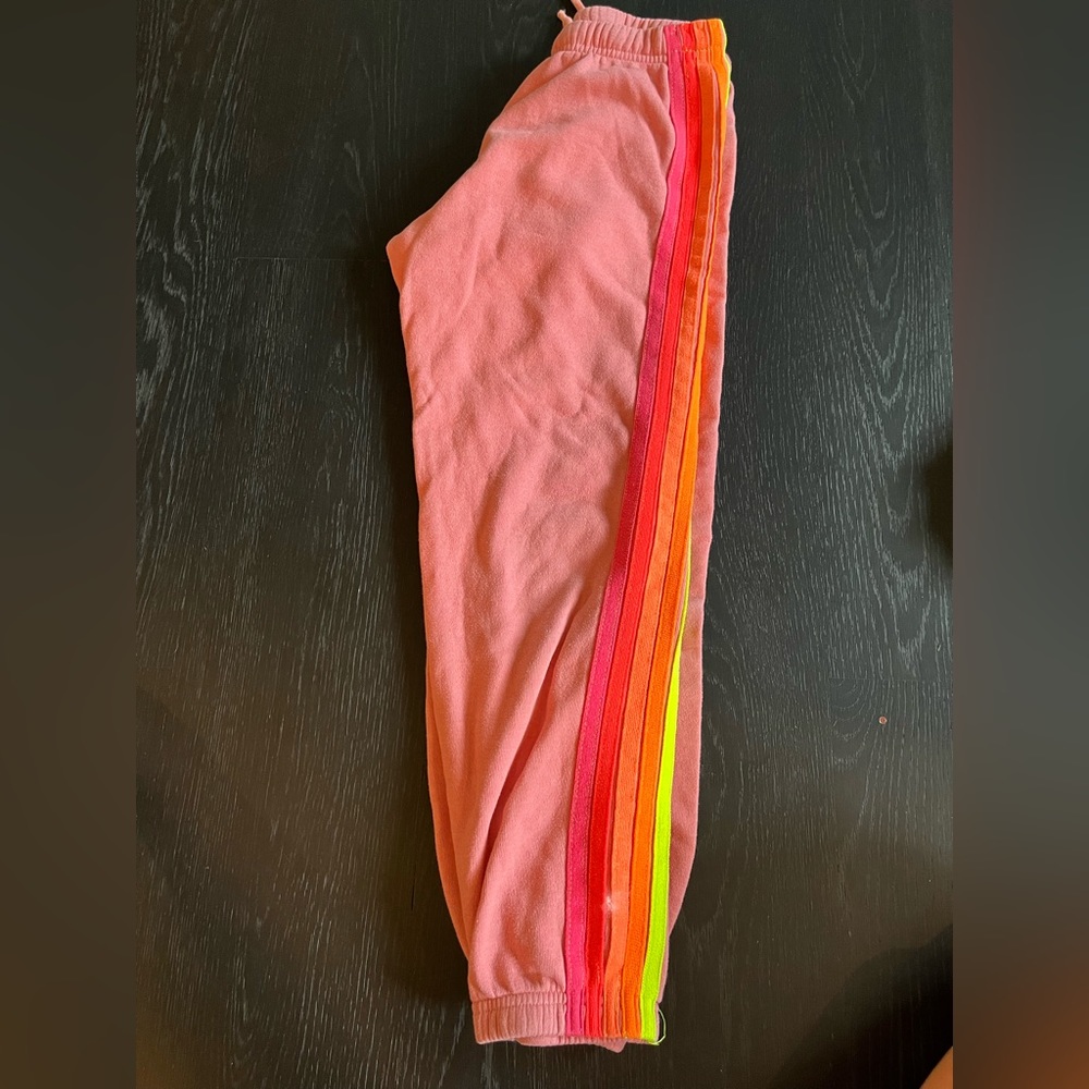 Aviator Nation Pink and Neon 5 stripe sweatpants size Small never worn